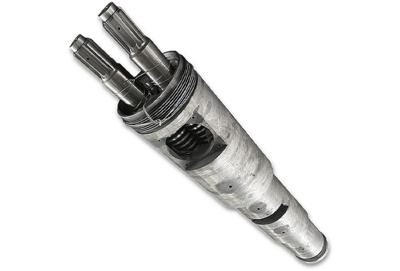 Extruder conical twin screw barrel